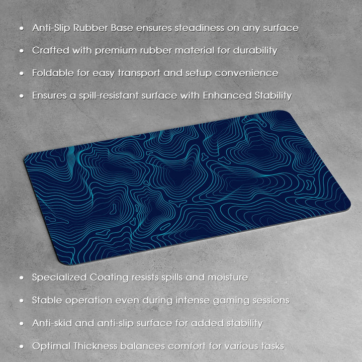 Anti-Slip Desk Mat Gaming Mouse Pad - Dark Blue Contour Line