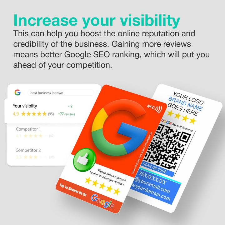 Google Review Card Bright Red