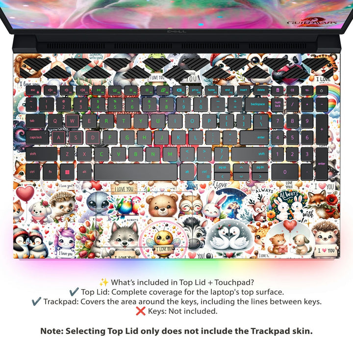 Dell Laptop Skin - I Love You Sticker Bomb