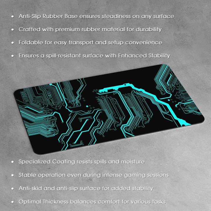 Anti-Slip Desk Mat Gaming Mouse Pad - Digital Circuitry Topography