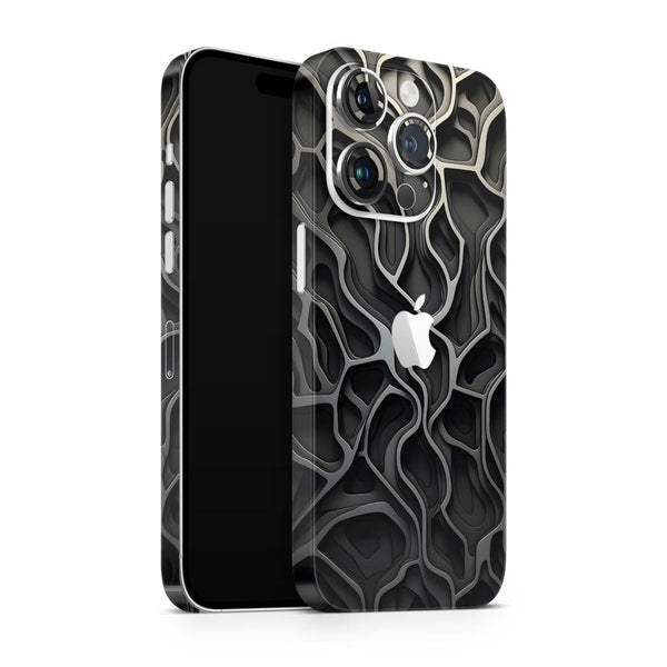 Apple iPhone Skin Wrap - Black Shaded Line Art