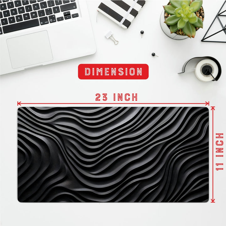 Anti-Slip Desk Mat Gaming Mouse Pad - Black 3D Topographic Lines