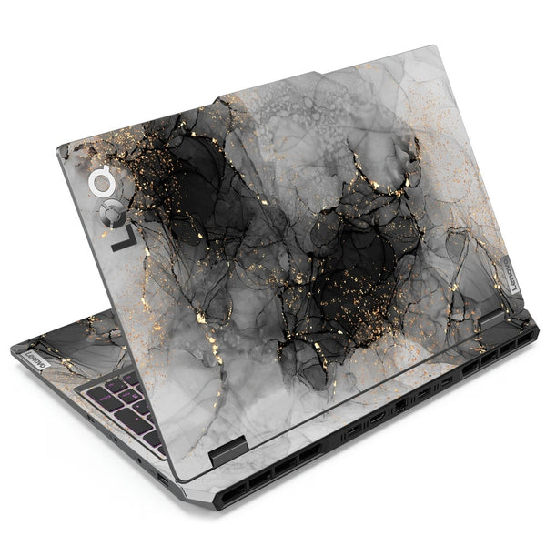 Laptop Skin - Black Marble Gold Pattern