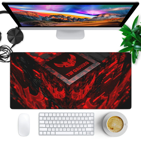 Anti-Slip Desk Mat Gaming Mouse Pad - Red Black Fiery Gaming