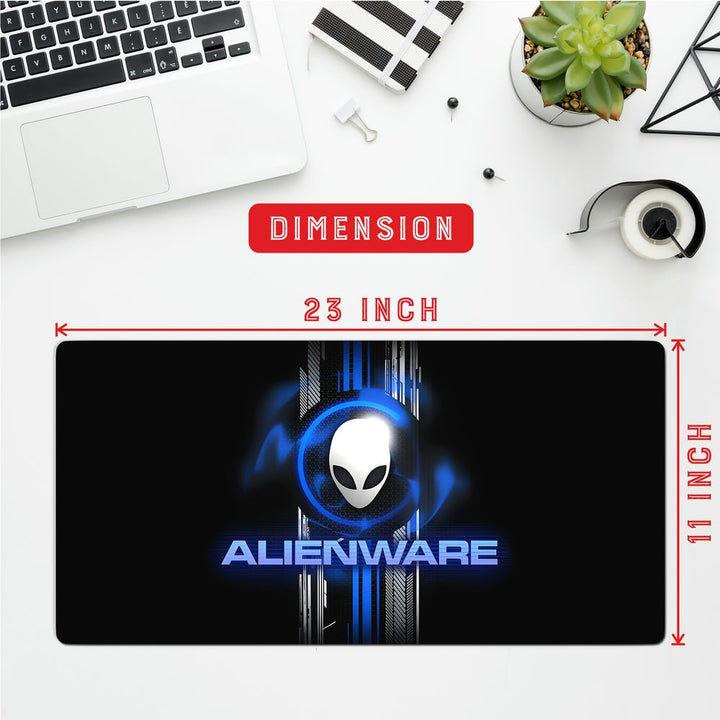 Anti-Slip Desk Mat Gaming Mouse Pad - Alienware Blue on Black