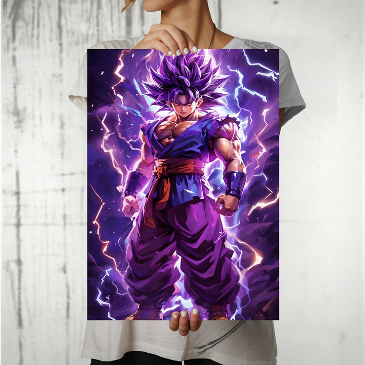 Metal Poster - Anime Goku Purple