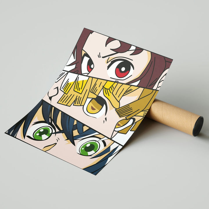 Self Adhesive Textured Vinyl Poster Anime Couple Eyes Close-up