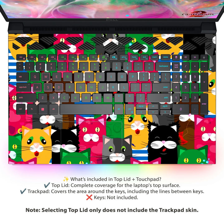 Dell Laptop Skin - Multicolor Cat Faces