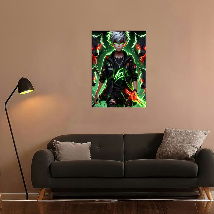 Metal Poster - Anime Green Aura Kid