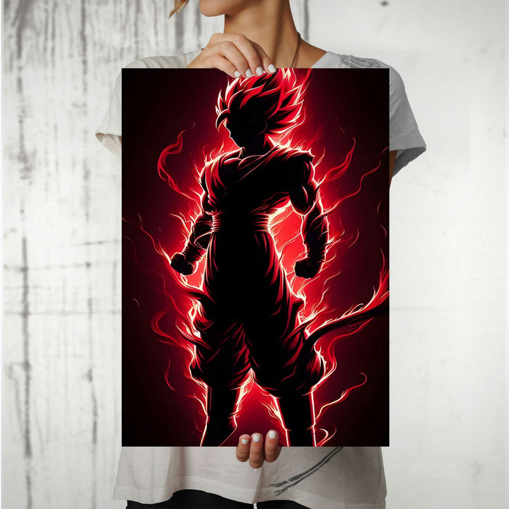 Metal Poster - Anime Goku Red