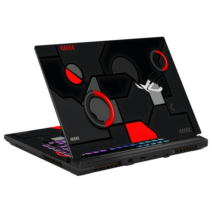 Asus Laptop Skin - Abstract Tech Circles with Red Accents