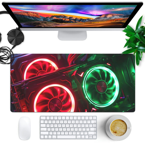 Anti-Slip Desk Mat Gaming Mouse Pad - RGB Engine Fans