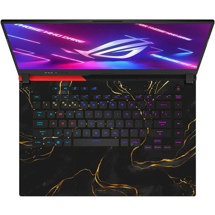 Asus Laptop Skin - Gold and Black Swirl Art Design