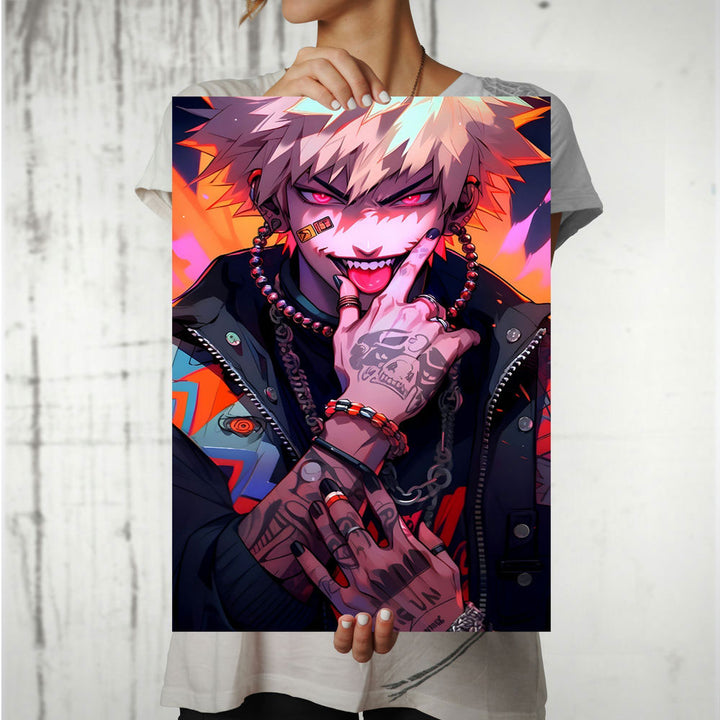 Metal Poster - Anime Smiling Rebel