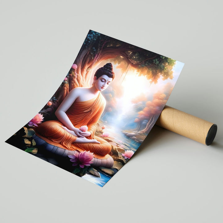 Self Adhesive Textured Vinyl Poster Peaceful Buddha