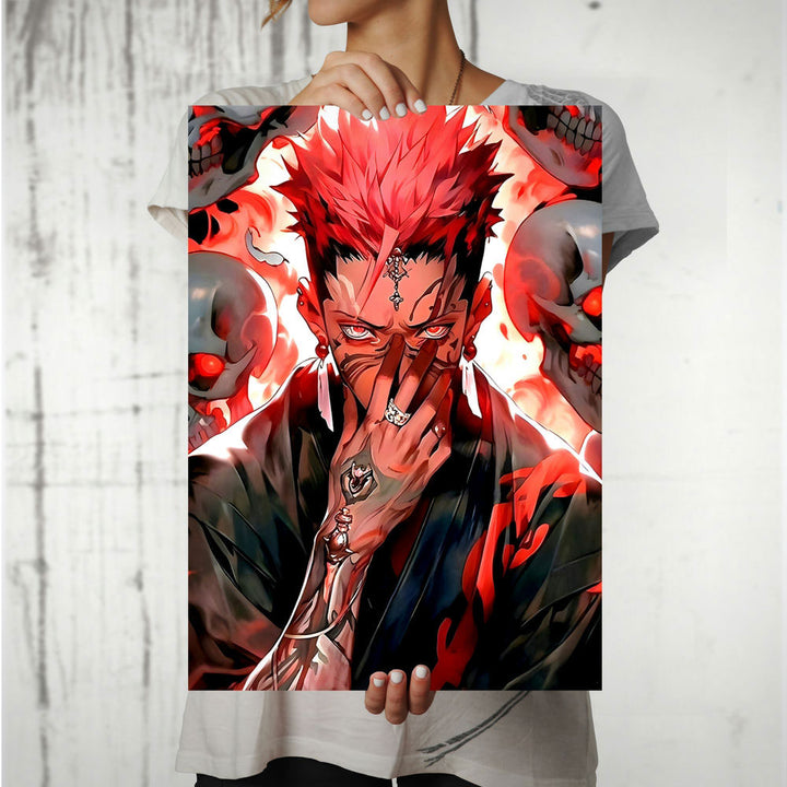 Metal Poster - Anime Red Hair Warrior