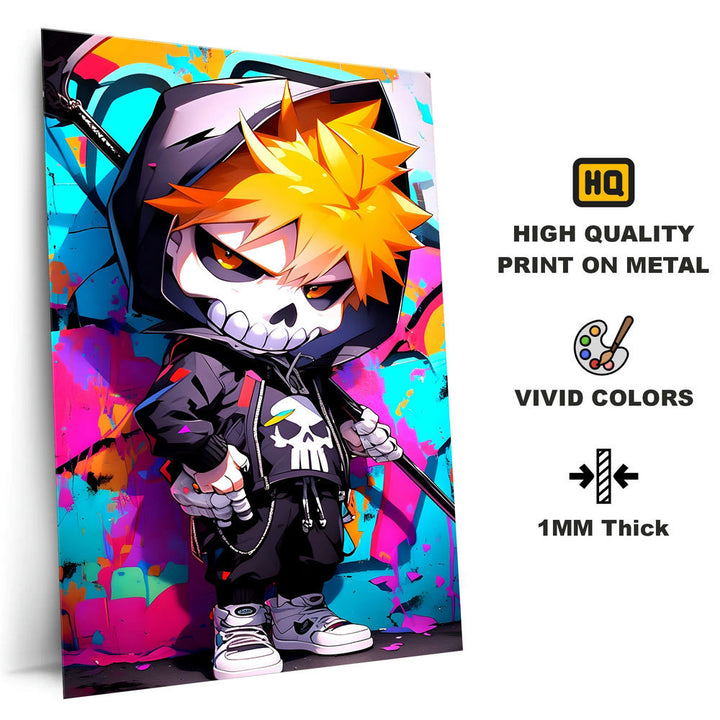 Metal Poster - Anime Chibi Skull