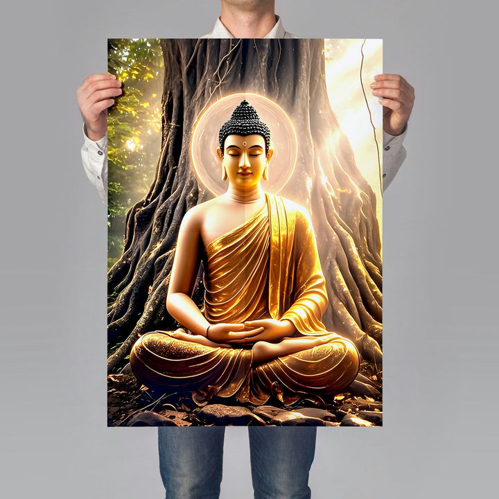 Self Adhesive Textured Vinyl Poster Bodhi Tree Meditation