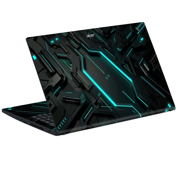 Acer Laptop Skin - Green and Black Tech Circuit Abstract