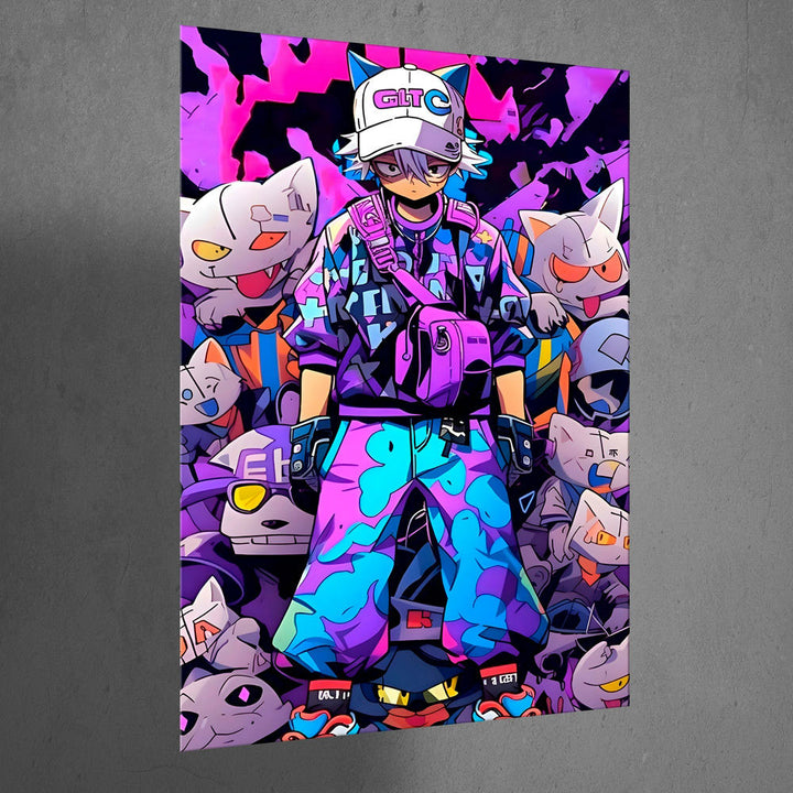 Metal Poster - Anime Neon Zombie Hunter ZH1