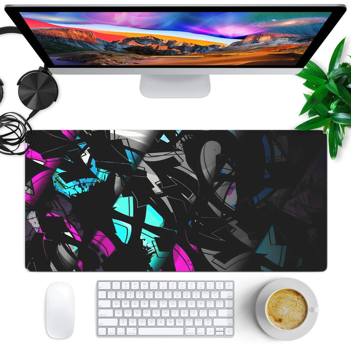 Anti-Slip Desk Mat Gaming Mouse Pad - Neon Fractals