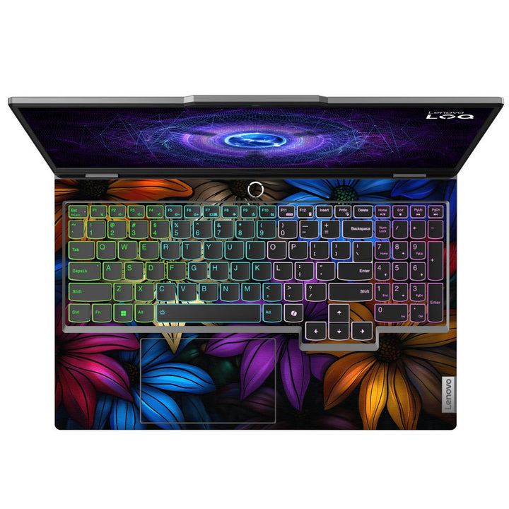 Lenovo LOQ Laptop Skin - Bright Floral Pattern on Dark Background