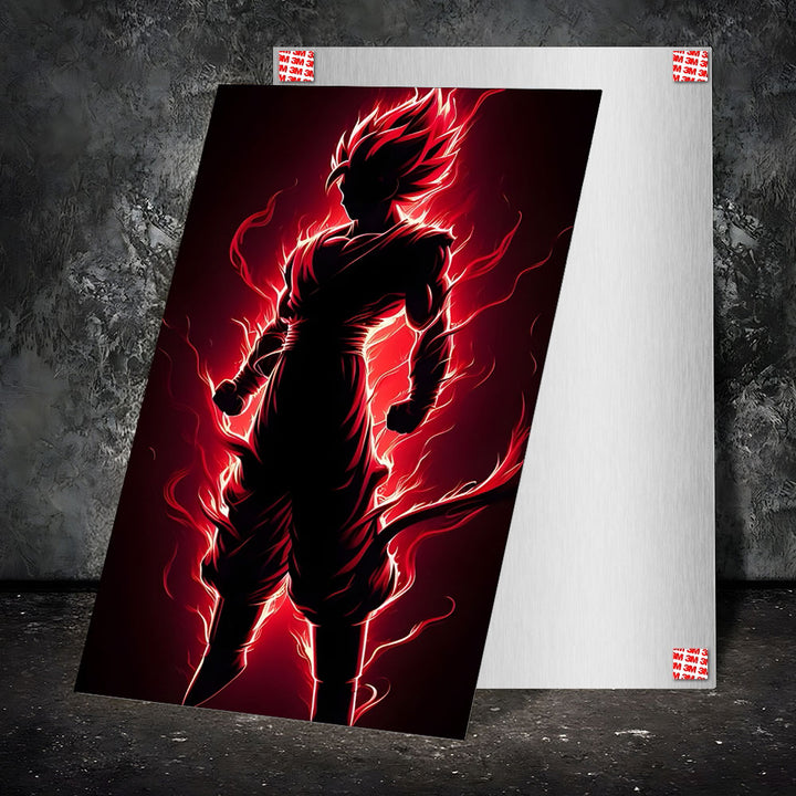 Metal Poster - Anime Goku Red