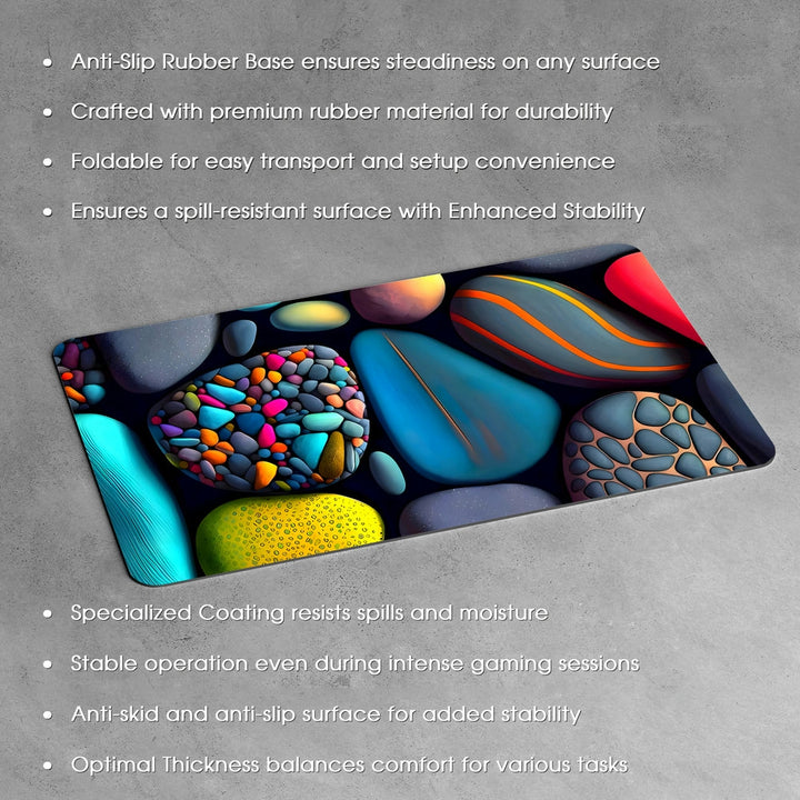 Anti-Slip Desk Mat Gaming Mouse Pad - Colorful Pebbles CP15