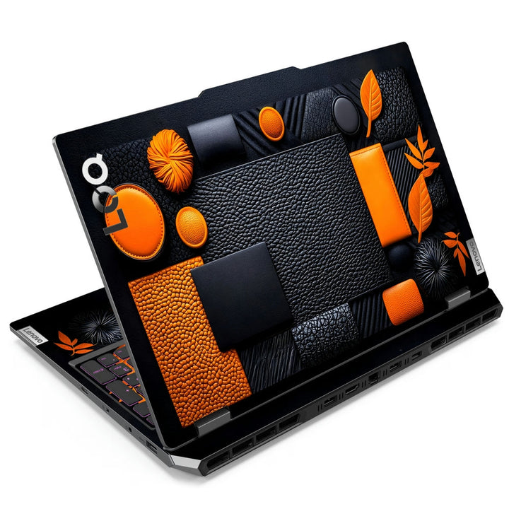 Lenovo LOQ Laptop Skin - Black and Orange Futuristic Layout