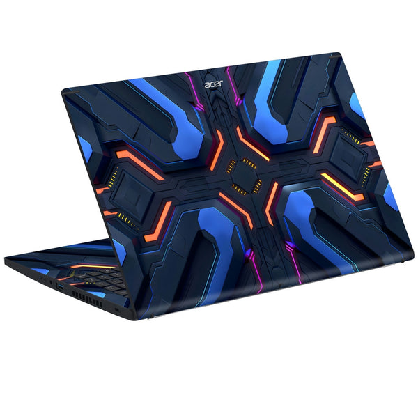 Acer Laptop Skin - Neon Cross Hatch Circuit Abstract