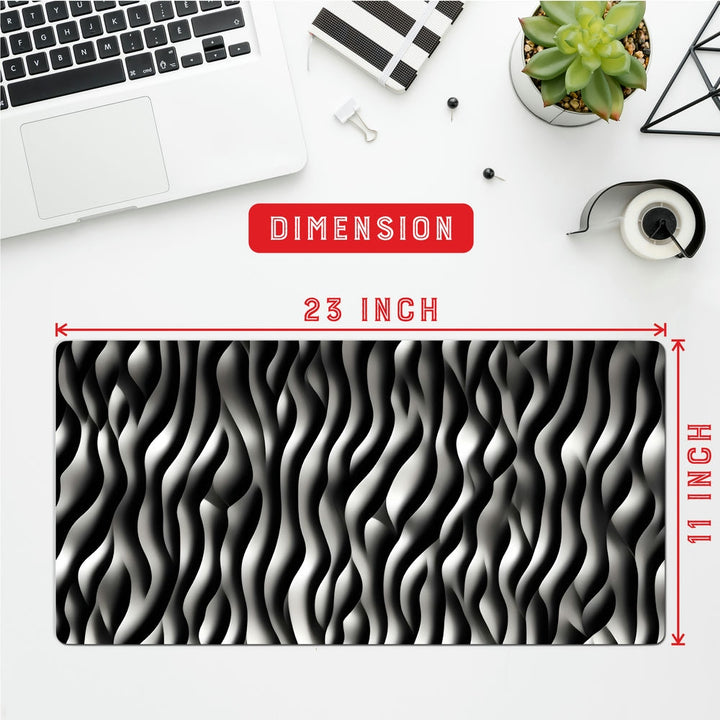 Anti-Slip Desk Mat Gaming Mouse Pad - Black and White 3D Topography