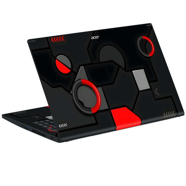 Acer Laptop Skin - Abstract Tech Circles with Red Accents