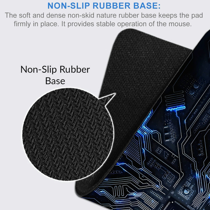 Anti-Slip Desk Mat Gaming Mouse Pad - Futuristic Tech Blue Circuit