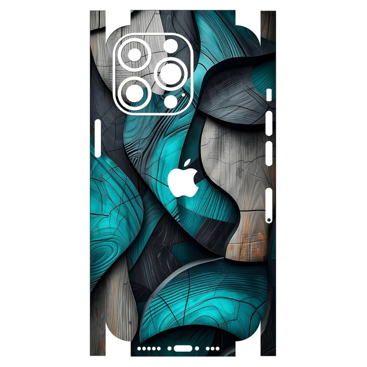 Apple iPhone Skin Wrap - Green Grey Shaded Wooden