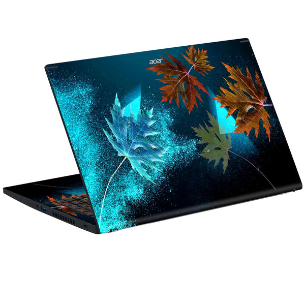 Acer Laptop Skin - Metallic Blue Brown Floral