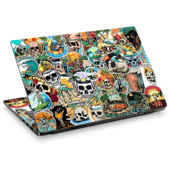 Dell Laptop Skin - Summer Skull Sticker Bomb