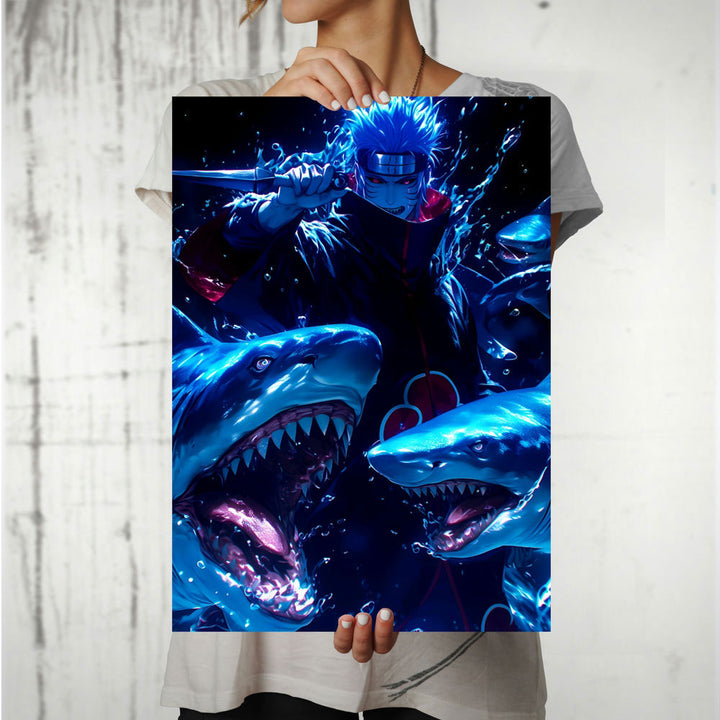 Metal Poster - Anime Blue Shark Kisame Hoshigaki