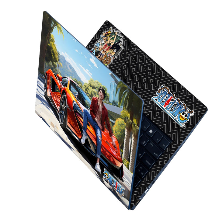 Laptop Skin - One Piece Monkey D. Luffy with Red McLaren