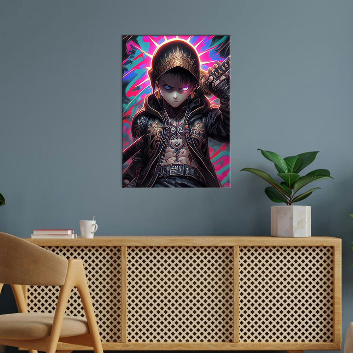 Metal Poster - Anime Golden Hoodie