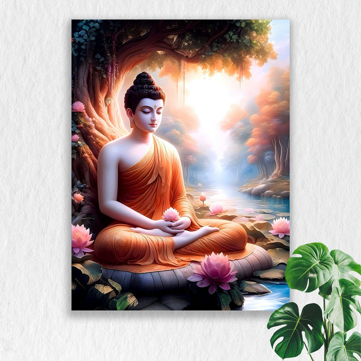 Self Adhesive Textured Vinyl Poster Peaceful Buddha