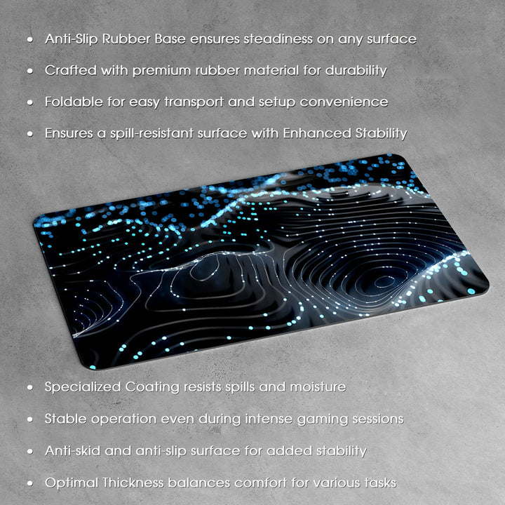 Anti-Slip Desk Mat Gaming Mouse Pad - 3D Topography with Blue Lights