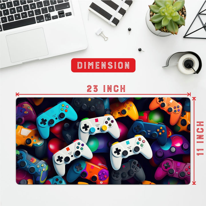 Anti-Slip Desk Mat Gaming Mouse Pad - White Gamepad Glow