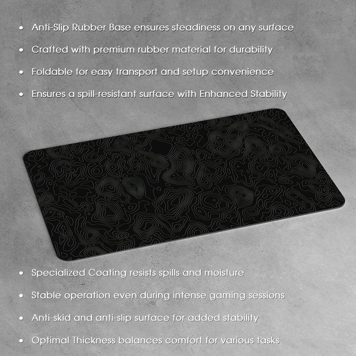 Anti-Slip Desk Mat Gaming Mouse Pad - Dark Abstract Topography