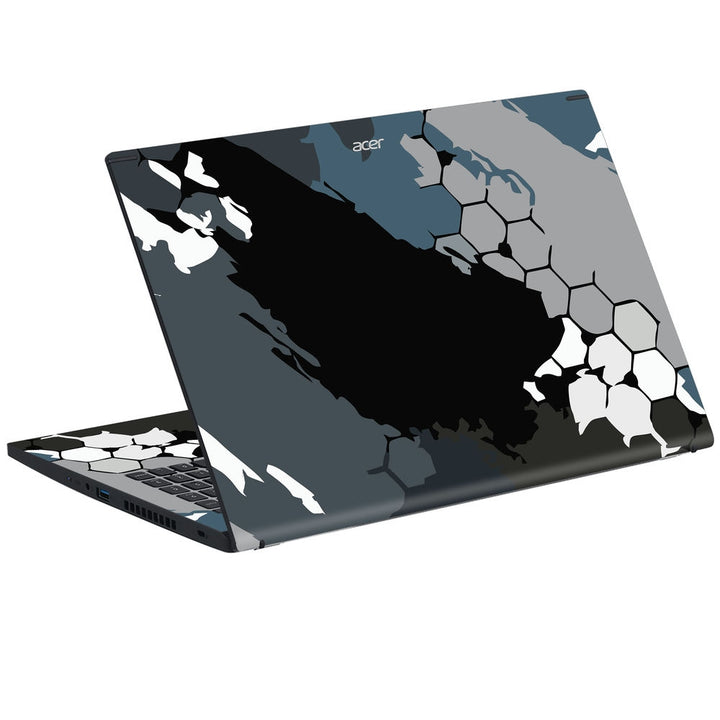 Acer Laptop Skin - Black Grey Honeycomb Art