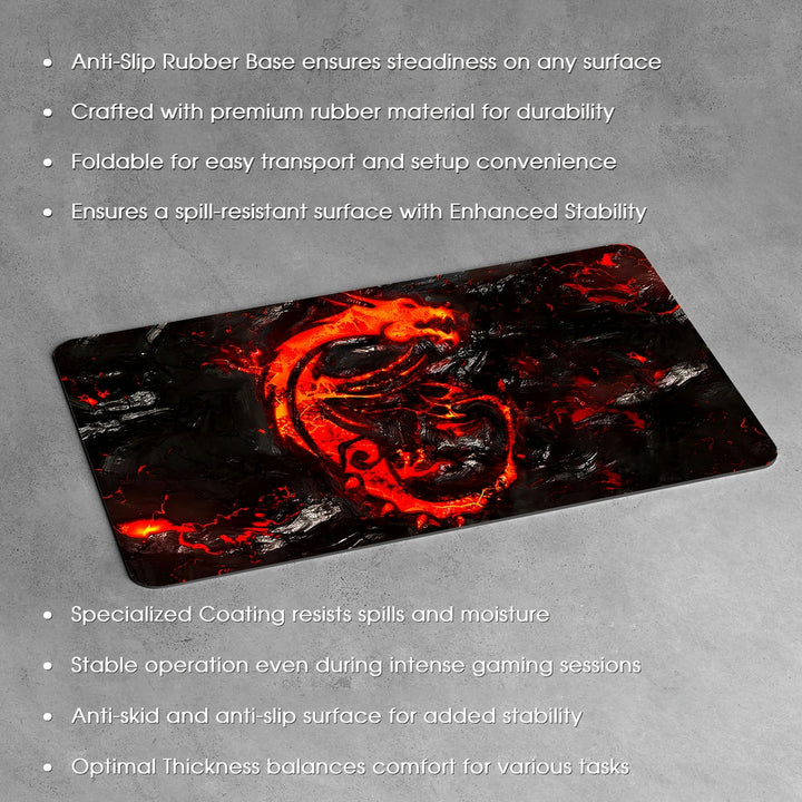 Anti-Slip Desk Mat Gaming Mouse Pad - Fiery Gaming Red Dragon