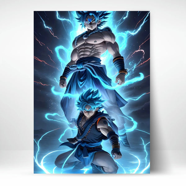 Metal Poster - Anime Goku Blue