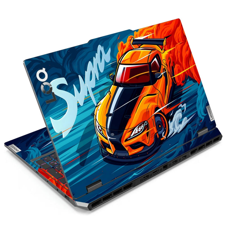 Laptop Skin - Toyota Supra Orange BlueFlames