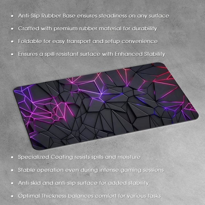 Anti-Slip Desk Mat Gaming Mouse Pad - Neon Triangles