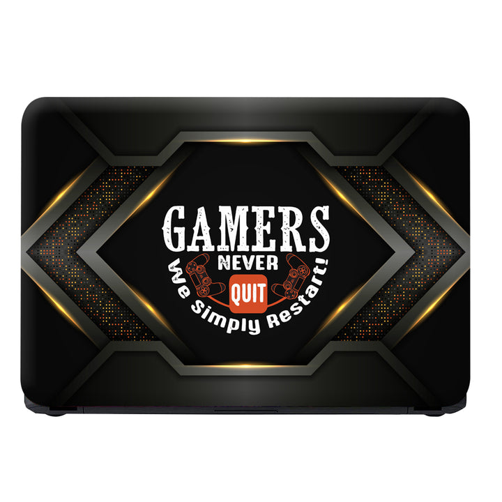 Laptop Skin - Gamers Never on Sparkle Black