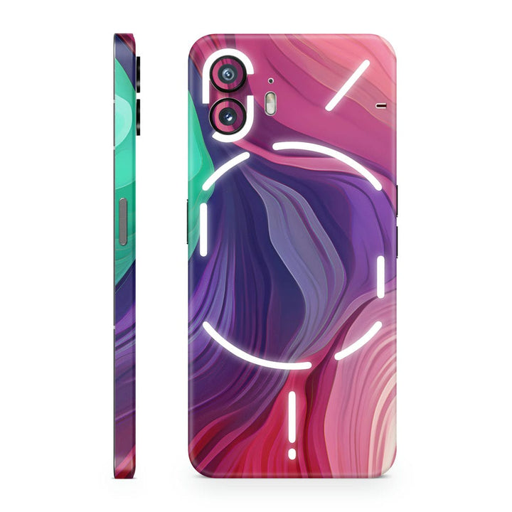 Mobile Skin Wrap - Green Pink Blue Brush Art